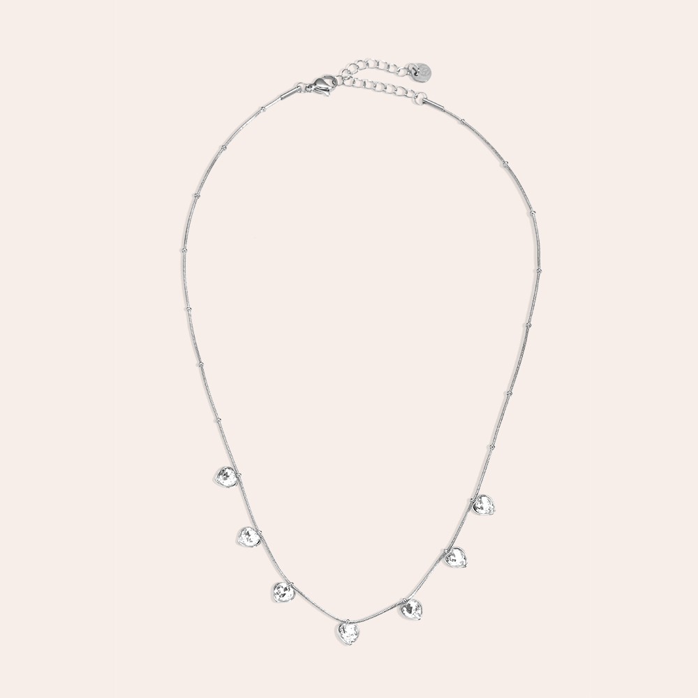 38cm Diamand Hearts Edelstahl Halskette