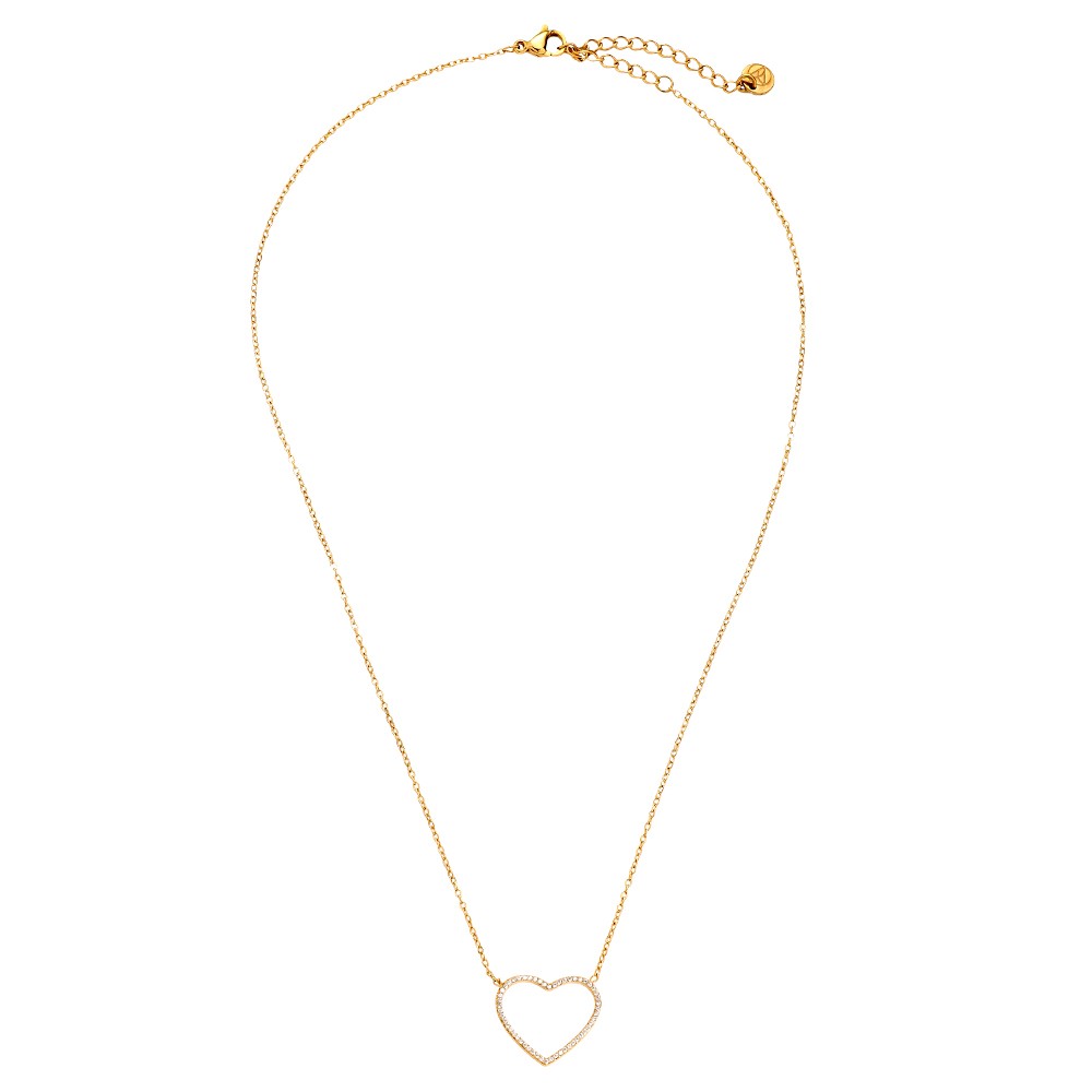 40cm Tiny Diamonds Hollow Heart Edelstahl Halskette