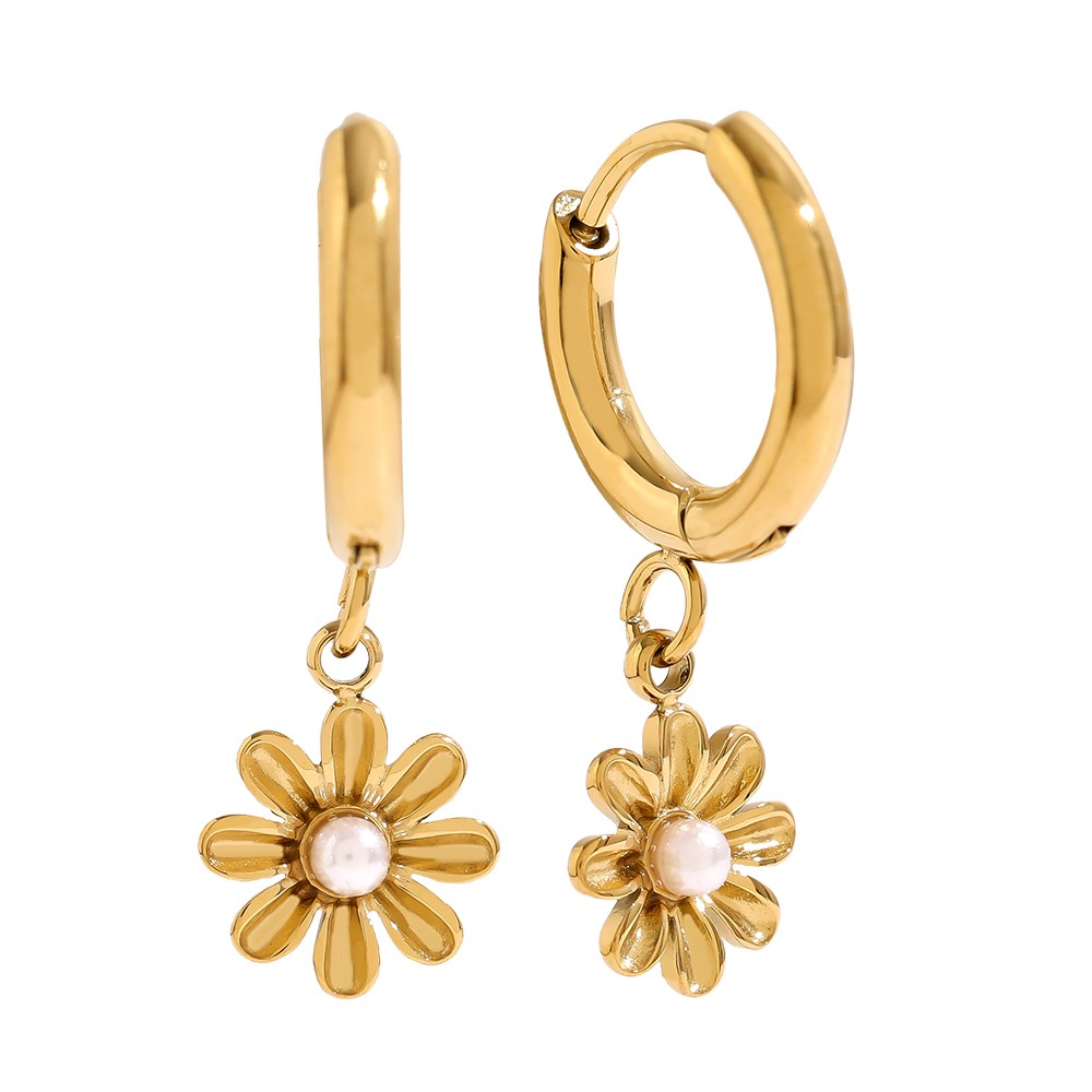 20mm Nice Pearl Flower Edelstahl Ohrringe