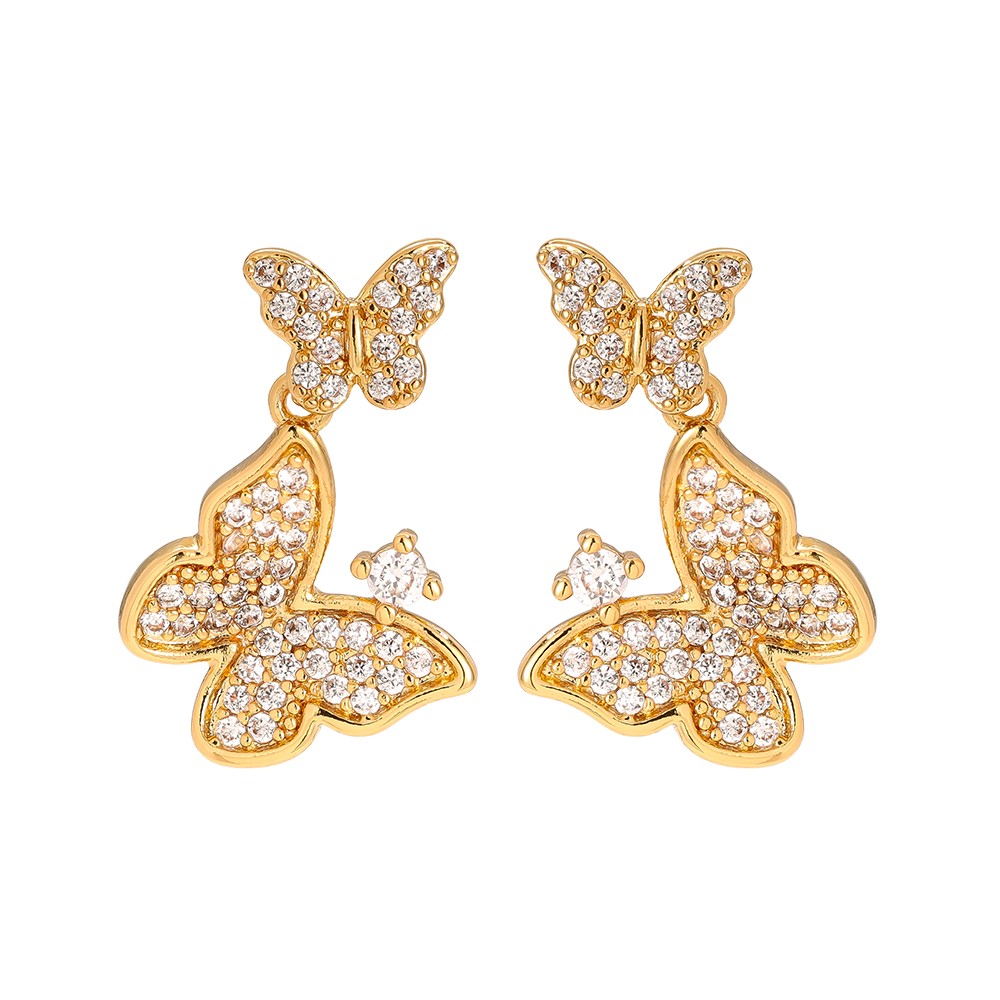 2cm Sparkling Butterfly Vergoldete Ohrringe