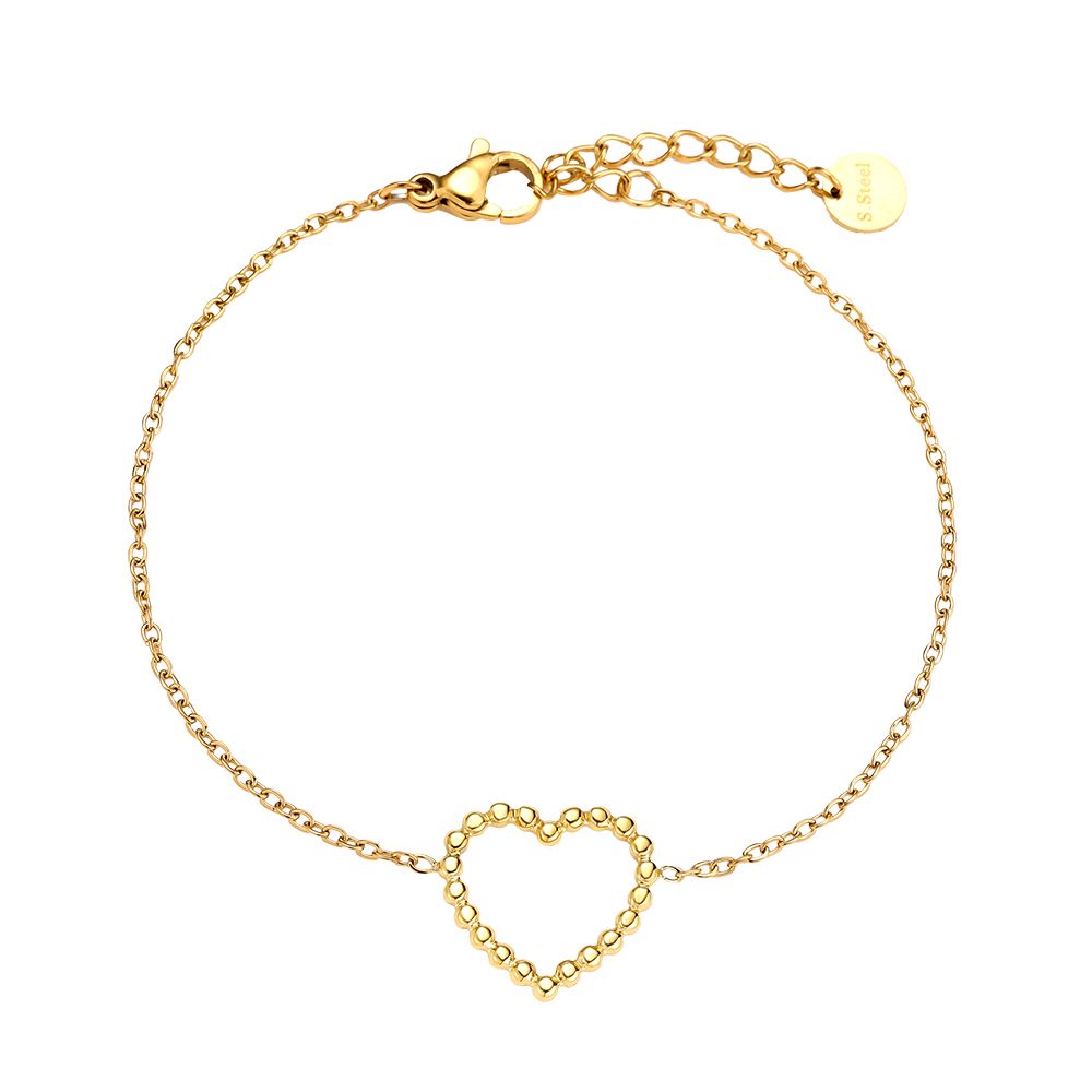 16cm Dotted Heart Edelstahl Armband