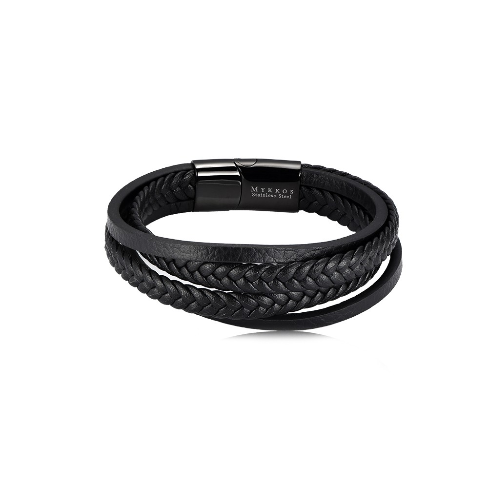 Marc Multi-Layered Edelstahl PU Leder Armband