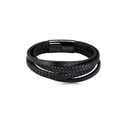 Marc Multi-Layered Edelstahl PU Leder Armband