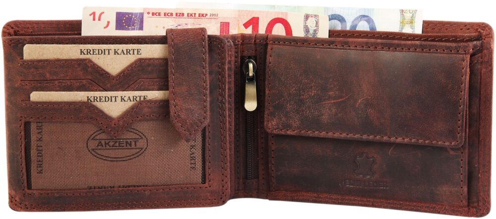 Herren Geldbörse aus Echtleder in braun. Format 13 x 10 cm – Bild 10