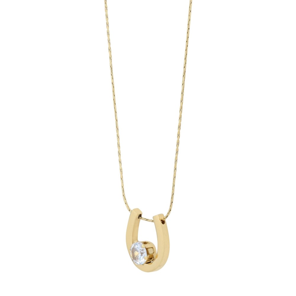 "Trixi" - Kette (40 +5 cm) mit Anhänger/ Hufeisen, Edelstahl, Akzent