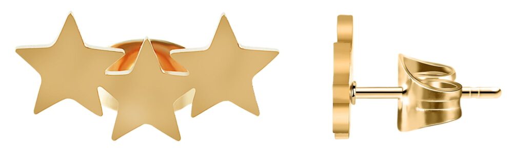 Edelstahl Ohrstecker, Sternenreihe – Bild 2