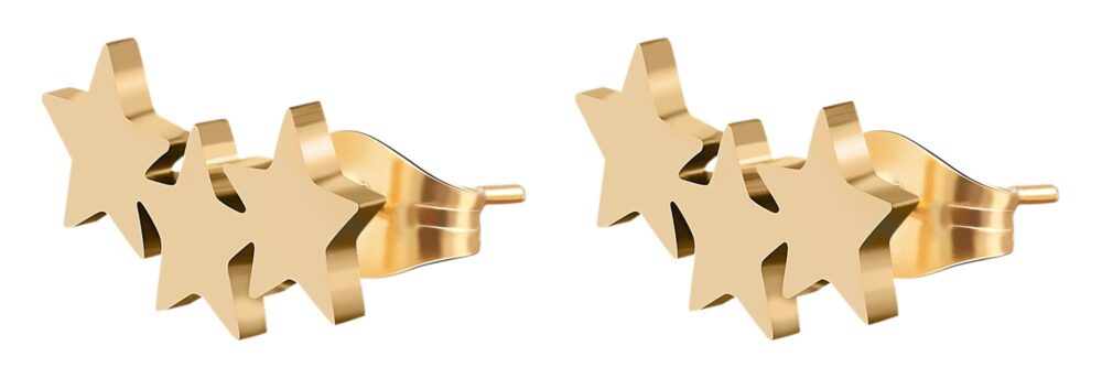 Edelstahl Ohrstecker, Sternenreihe – Bild 3